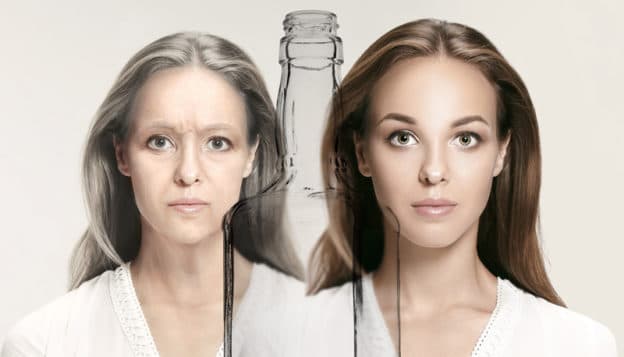 Aging Woman Because of Alcohol
